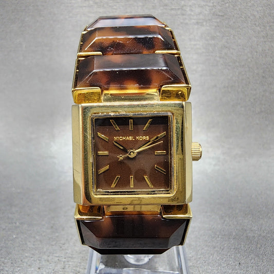 Michael kors Watch Women 25mm Brown Dial Gold Tone Rectangle MK4250 New Batt0