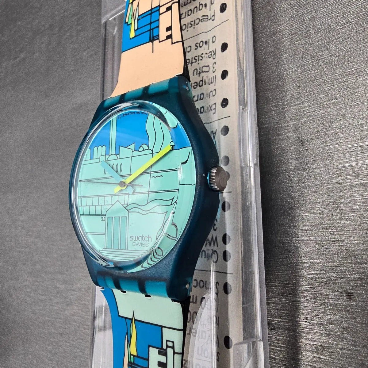Swatch Metroscape Watch Men 34mm Blue Dial Blue Case GN109 New Battery NOS4