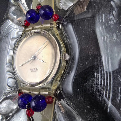 Swatch Chandelier Watch Men 34mm Silver Dial Clear GZ125 New Battery NOS Crate10