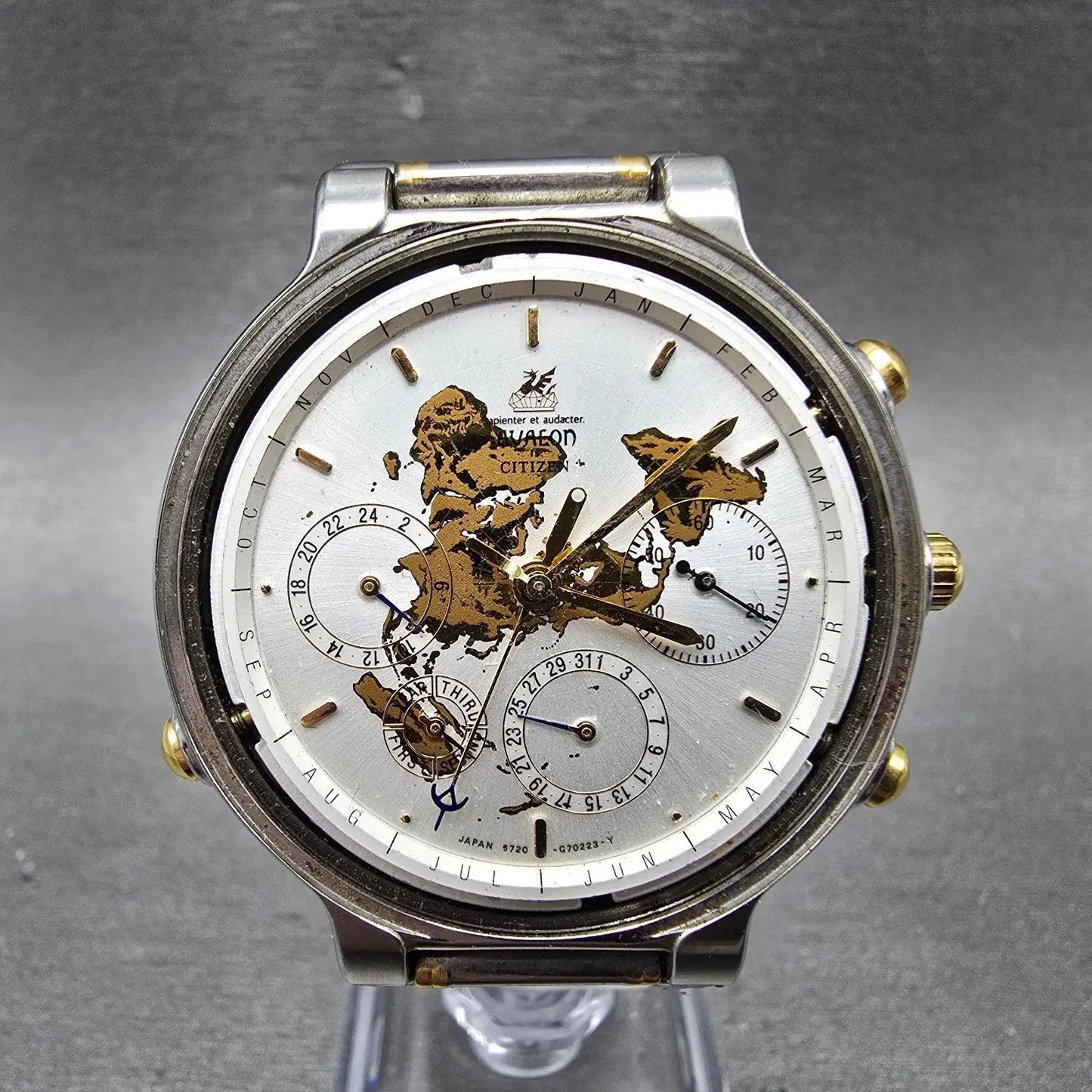 Citizen Avalon Perpetual Calendar Watch Men 38mm Silver Dial Two Tone PARTS 67210