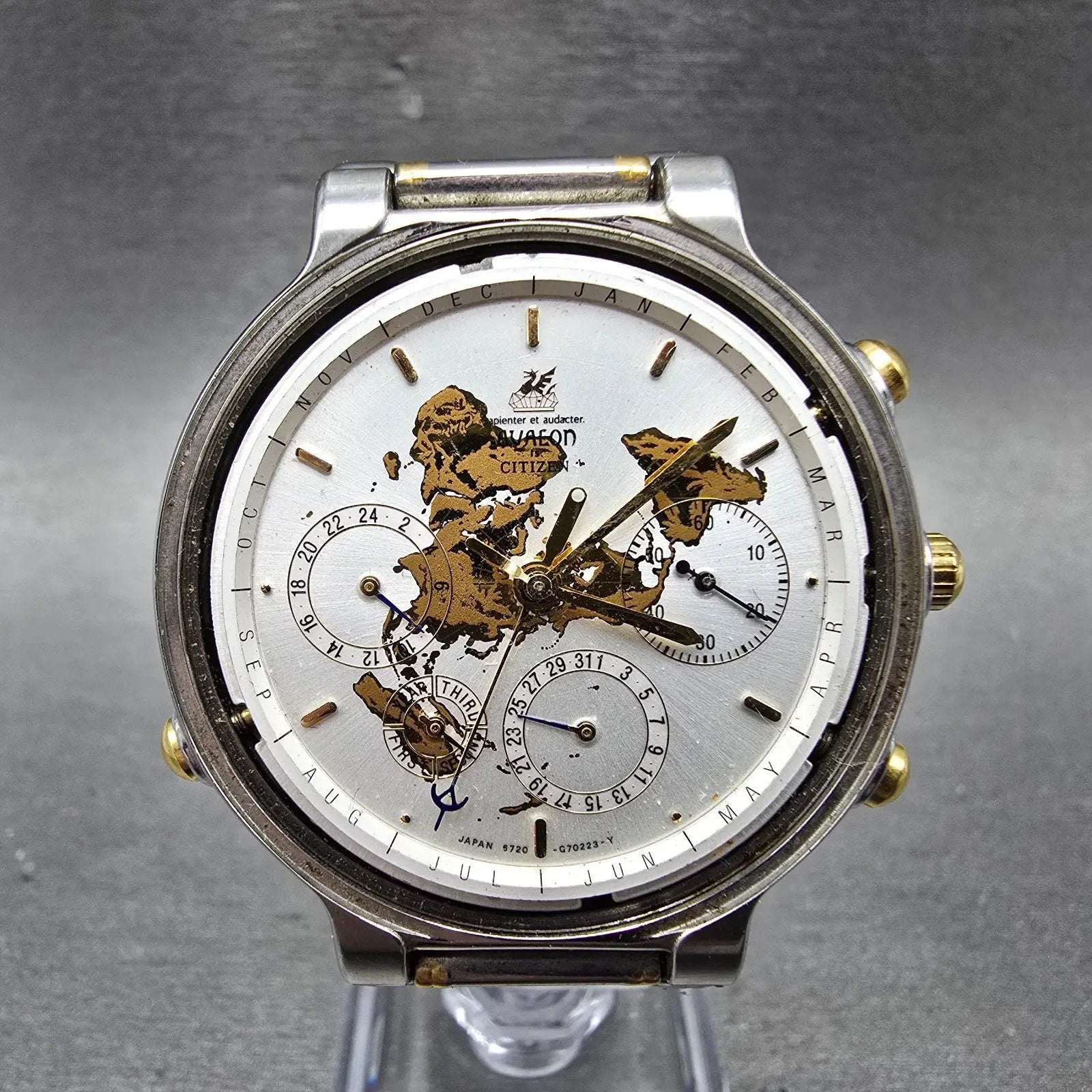Citizen Avalon Perpetual Calendar Watch Men 38mm Silver Dial Two Tone PARTS 67210