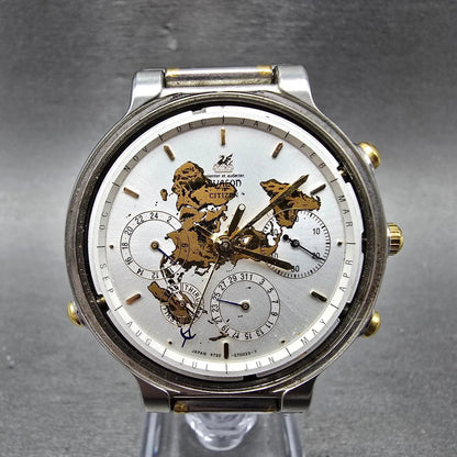 Citizen Avalon Perpetual Calendar Watch Men 38mm Silver Dial Two Tone PARTS 67210