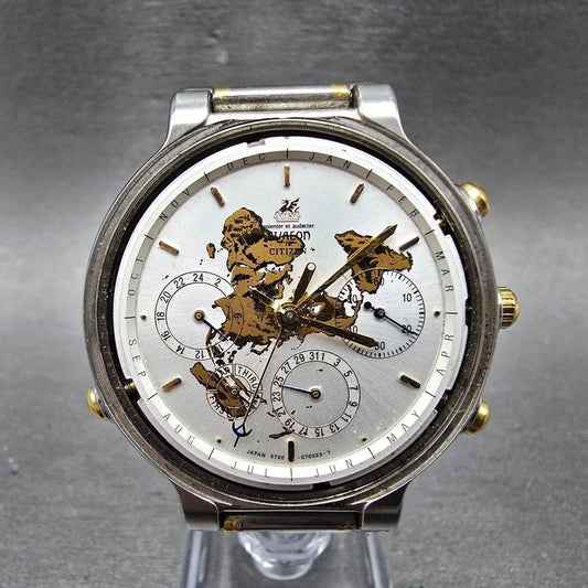 Citizen Avalon Perpetual Calendar Watch Men 38mm Silver Dial Two Tone PARTS 67210