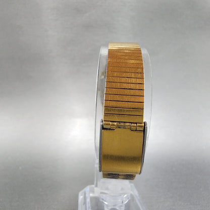 Seiko Tank Watch Women 18mm Black Dial Gold Tone Rectangle 2B215020 New Battery7