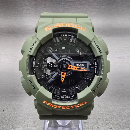 Casio G-Shock GA-110LN Watch Men 51mm Black Dial Green Chrono Alarm New Battery0