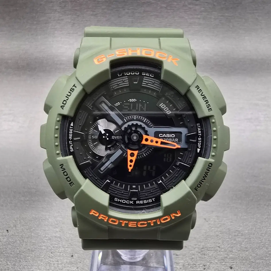 Casio G-Shock GA-110LN Watch Men 51mm Black Dial Green Chrono Alarm New Battery0