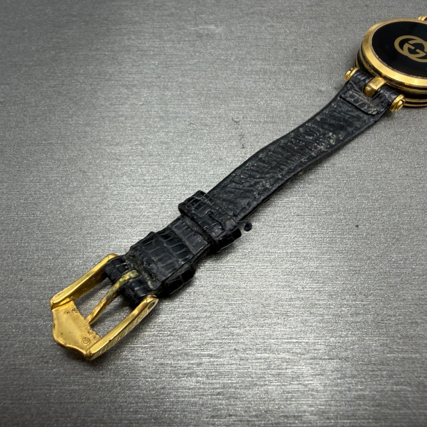 Gucci 2000L Watch Women 22mm Black Dial Gold Plated Round New Battery VTG READ!!7