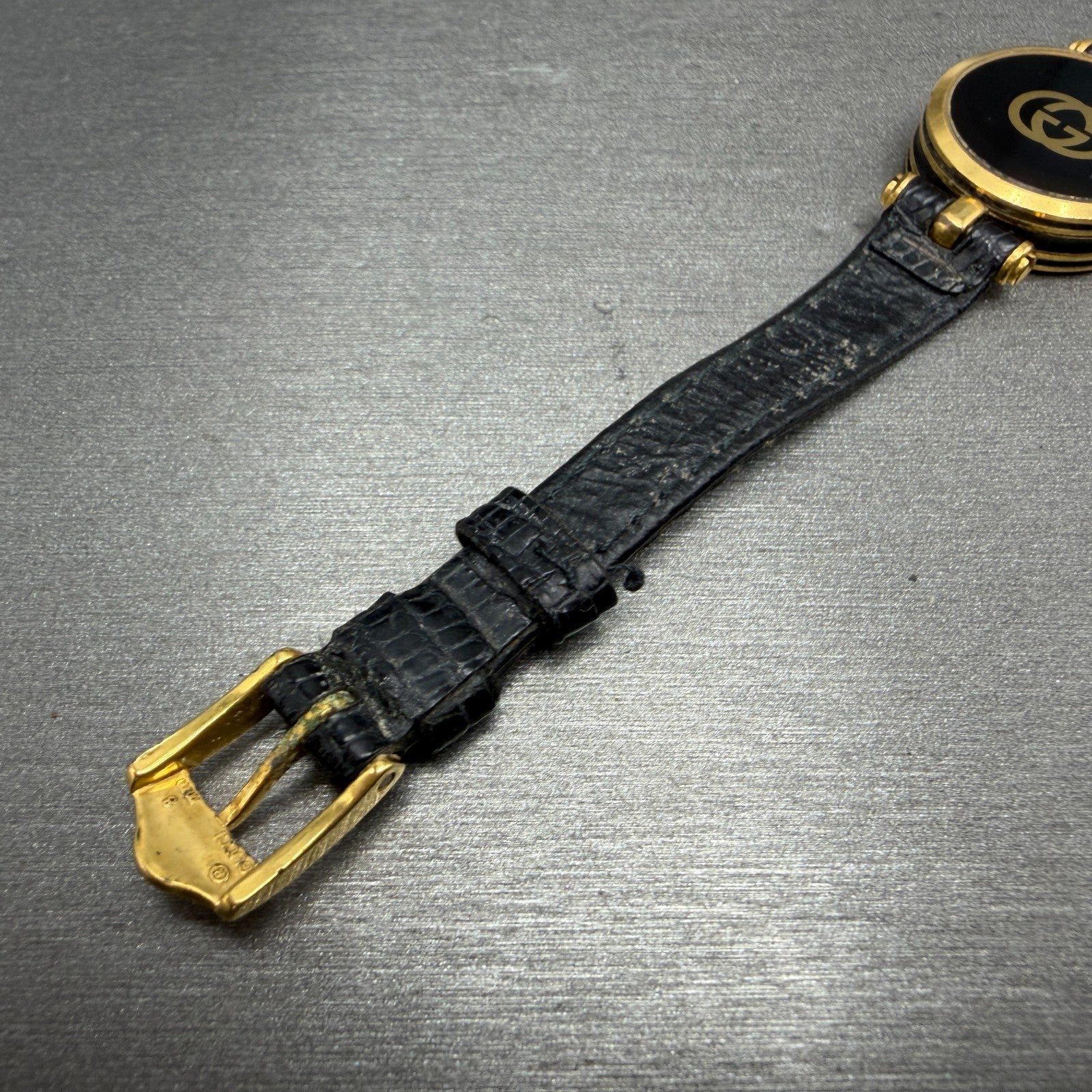 Gucci 2000L Watch Women 22mm Black Dial Gold Plated Round New Battery VTG READ!!7
