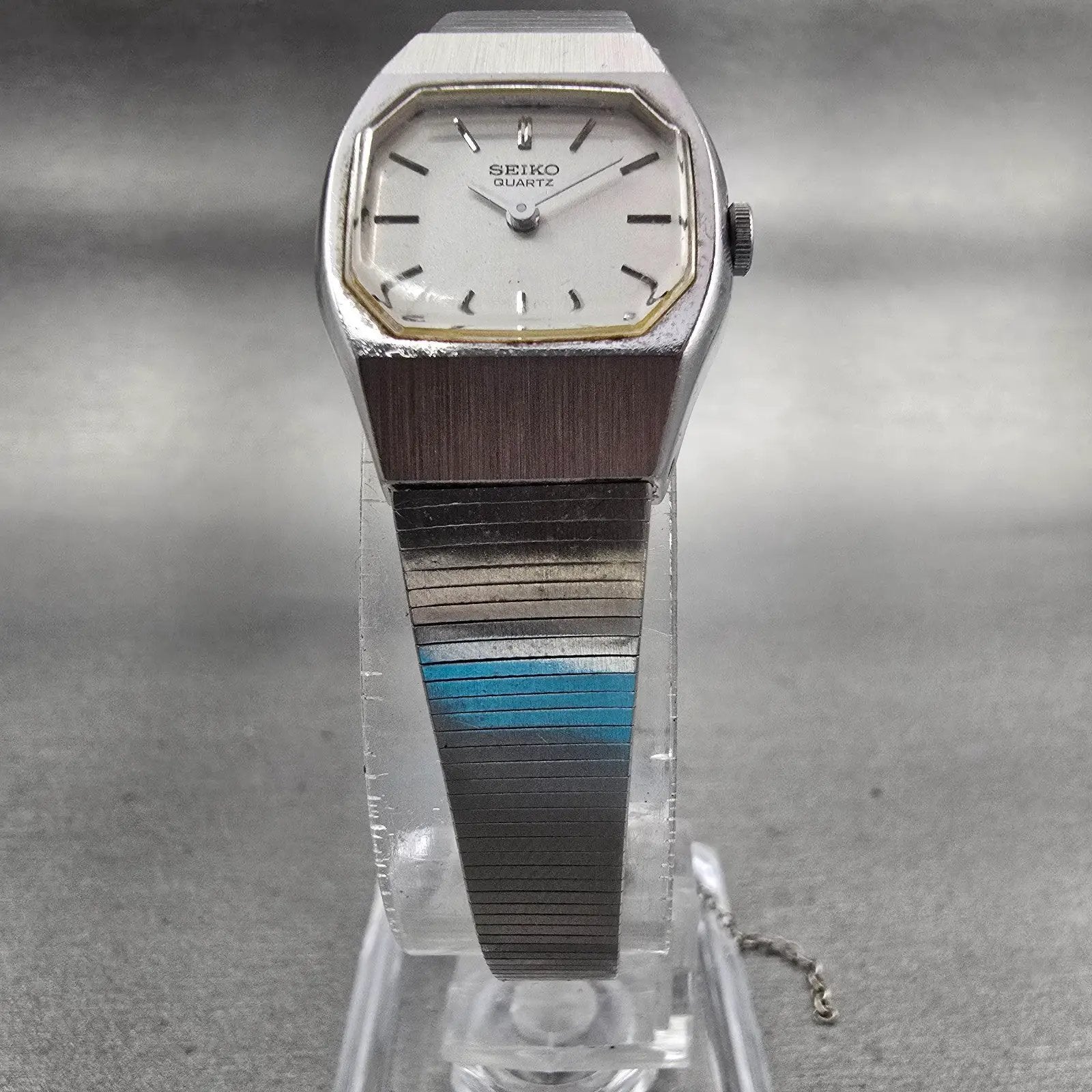 Seiko Watch Women 19mm Silver Dial Silver Tone Oval 5420-5320 New Battery VTG5