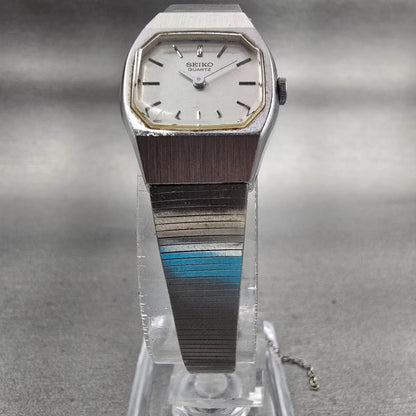 Seiko Watch Women 19mm Silver Dial Silver Tone Oval 5420-5320 New Battery VTG5