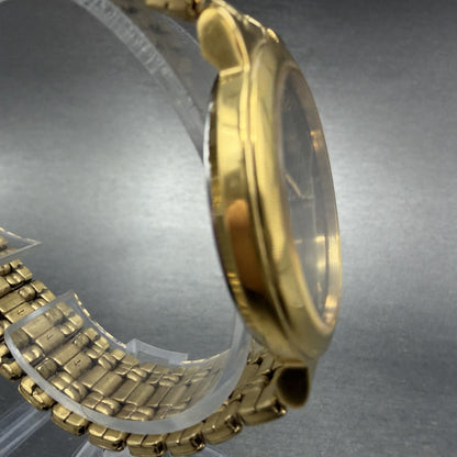 Seiko Watch Men 33mm Black Dial Gold Tone Round Vintage V701-1T79 PARTS4