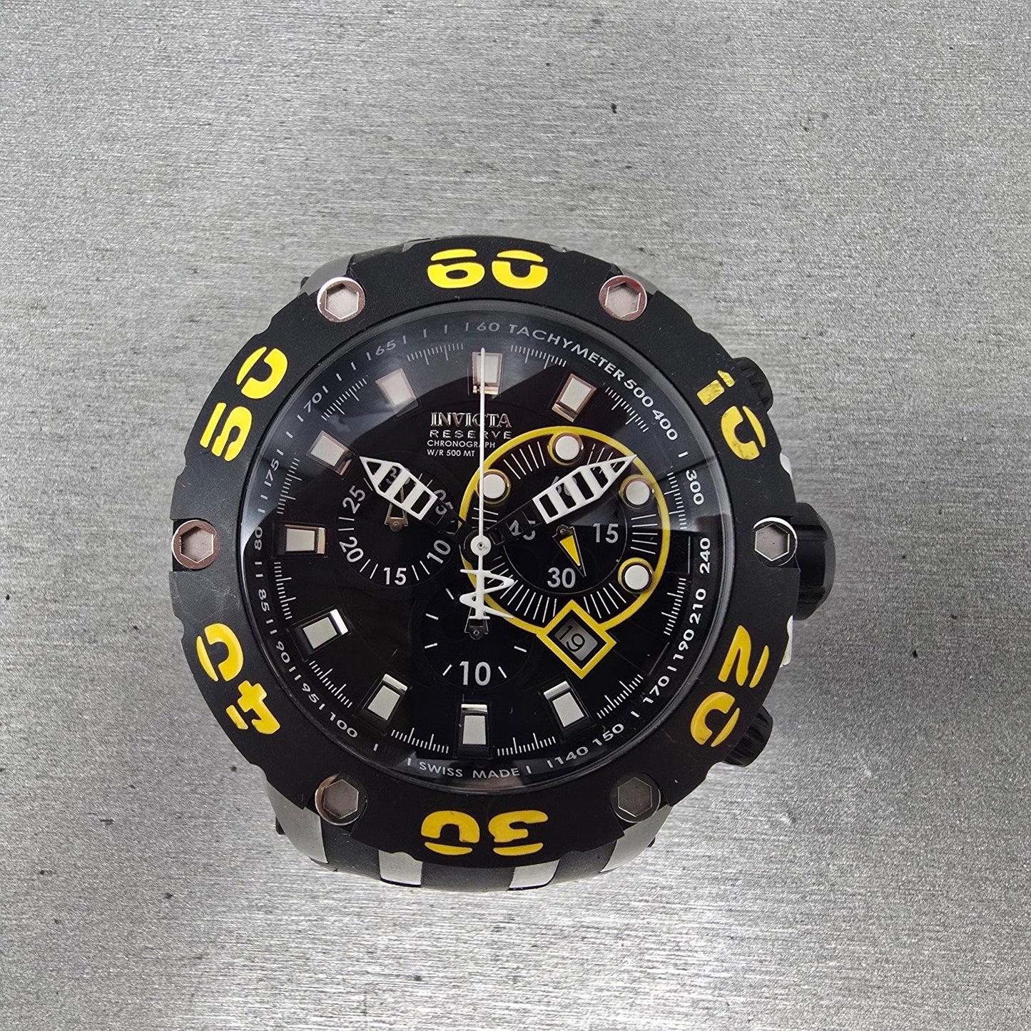 Invicta Reserve chronograph Dive Watch Men 51mm Black Dial Steel 0902 NewBattery0