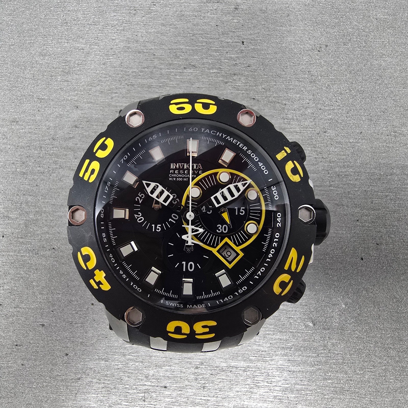 Invicta Reserve chronograph Dive Watch Men 51mm Black Dial Steel 0902 NewBattery0