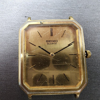 Seiko Tank Watch Men 29mm Gold Dial Gold Tone Octagon 2620-5270 PARTS VTG