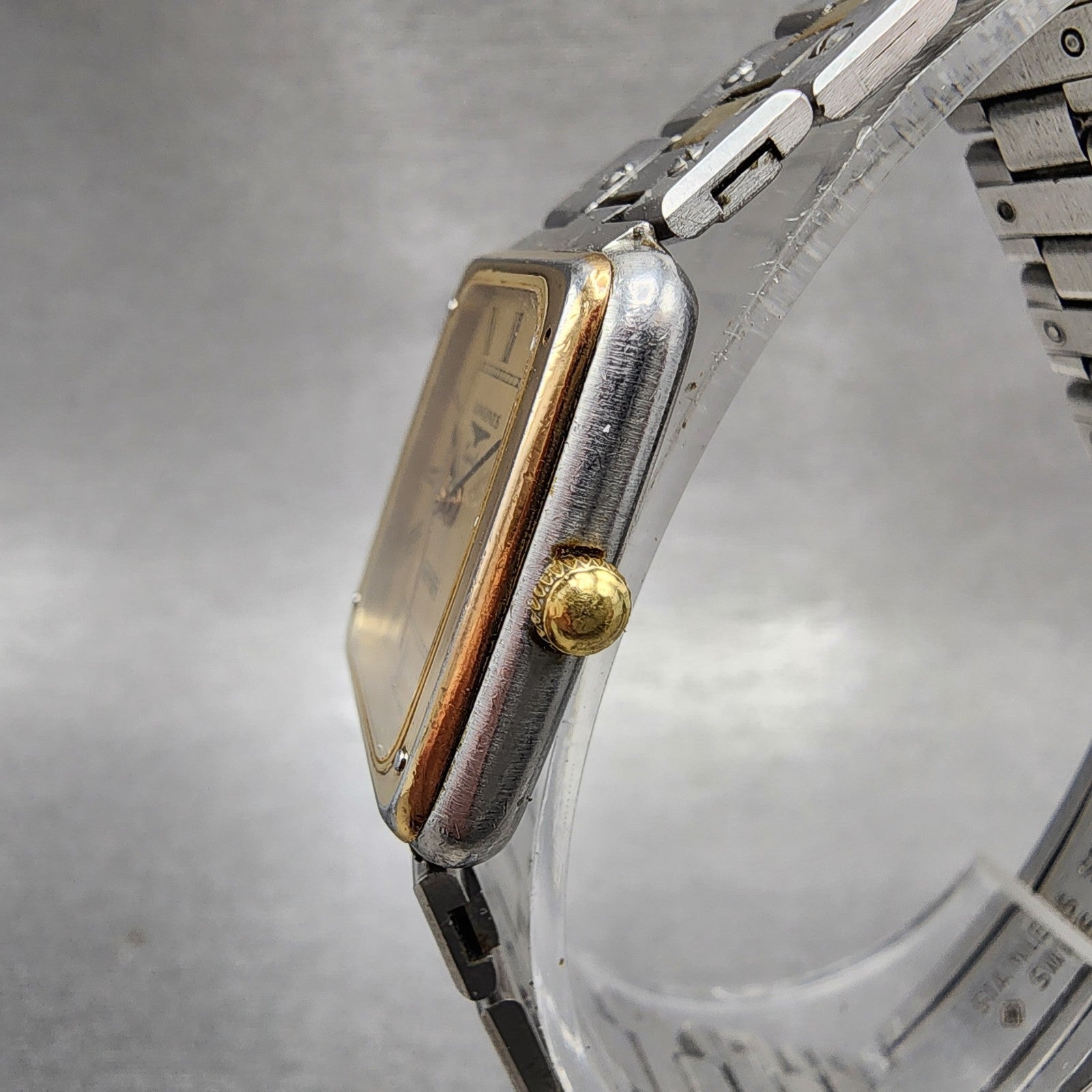 Longines Ferrari Watch Women 25mm Gold Dial Two Tone Date Rectangle New Battery2