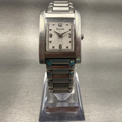 Bulova Tank Watch Women 21mm White Dial Silver Tone Rectangle 96L42 New Battery7