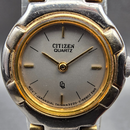 Citizen CQ Watch Women 21mm Gray Dial Two Tone Round 3220-S05154 New Battery 671