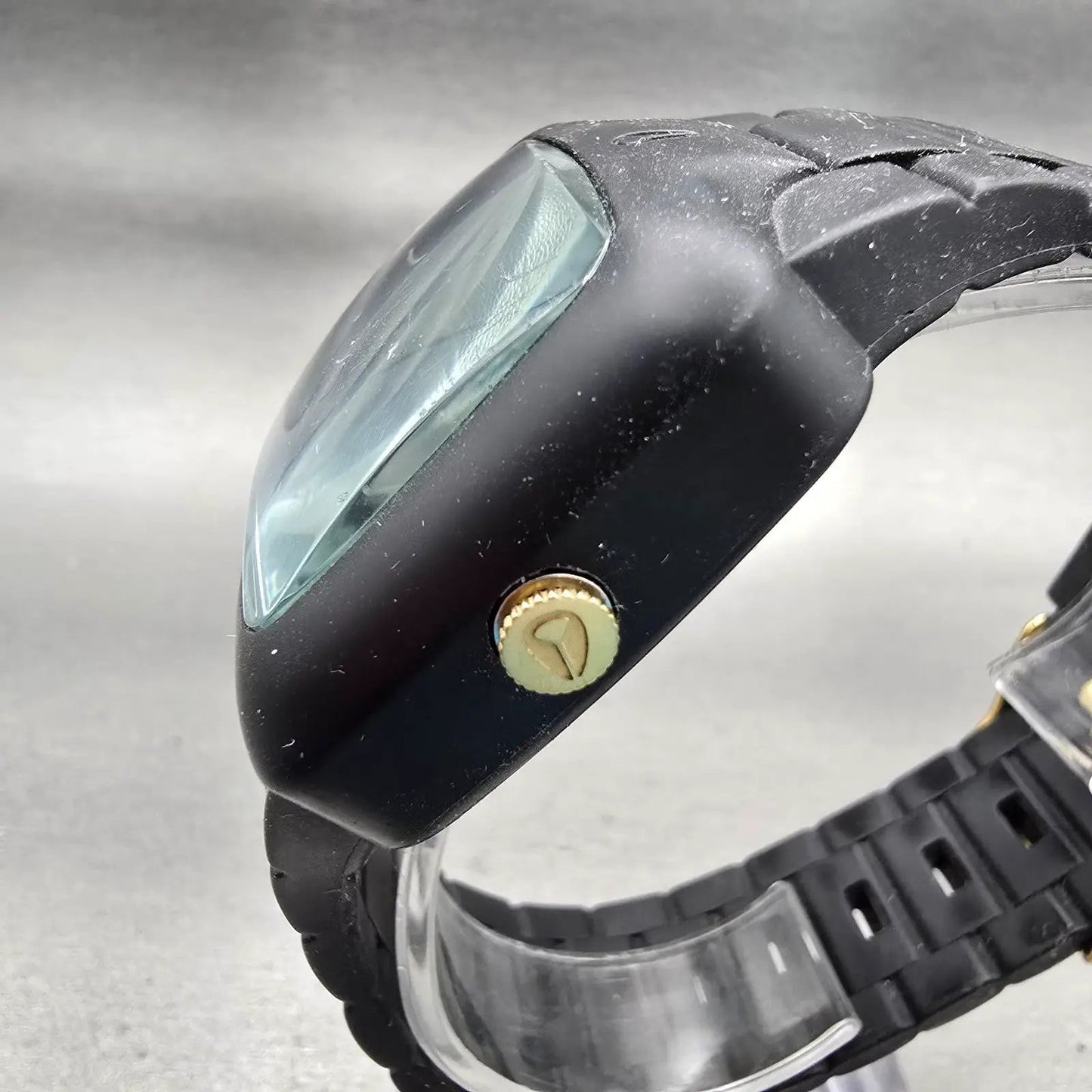 Nixon Rubber Player Watch Men 45mm Black Dial Black Tone Rectangle New Batt2