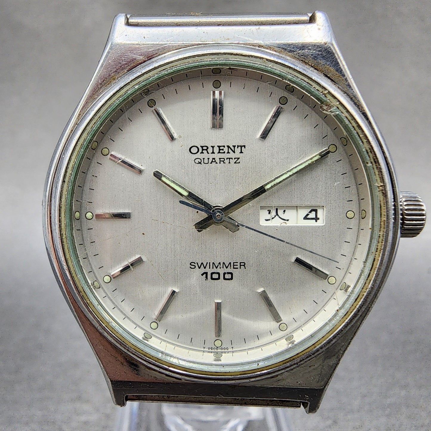 Orient Swimmer Watch Men 35mm Silver Dial Silver Tone Date Round New Battery1