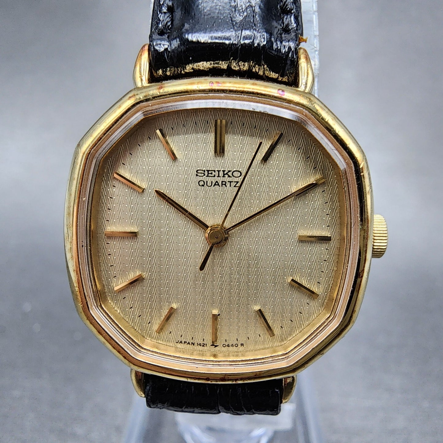 Seiko Watch Women 24mm Champagne Dial Gold Tone Octagon 14215240 New Battery1