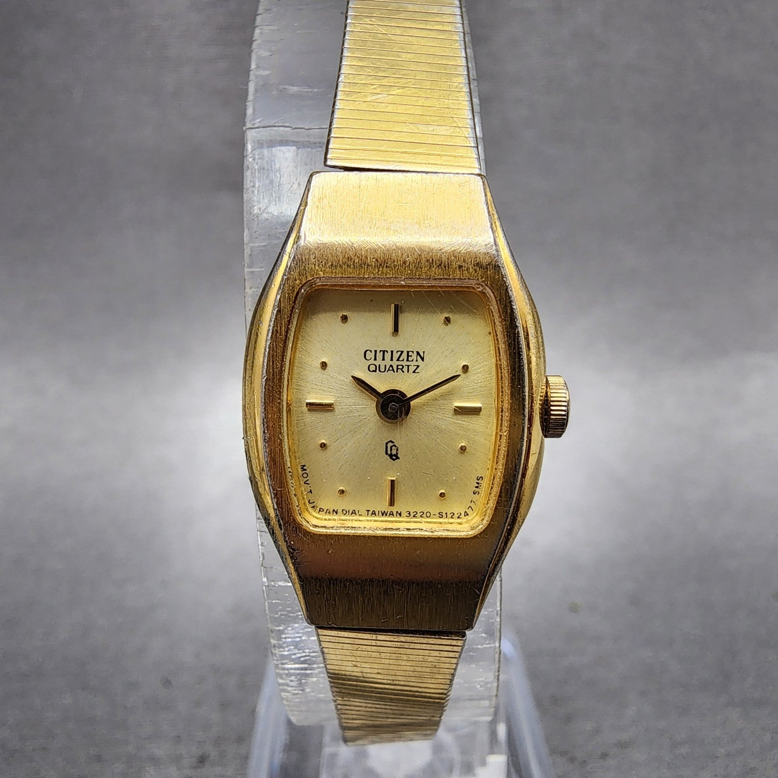 Citizen CQ Watch Women 17mm Champagne Dial Gold Tone 3220S02147 New Battery0