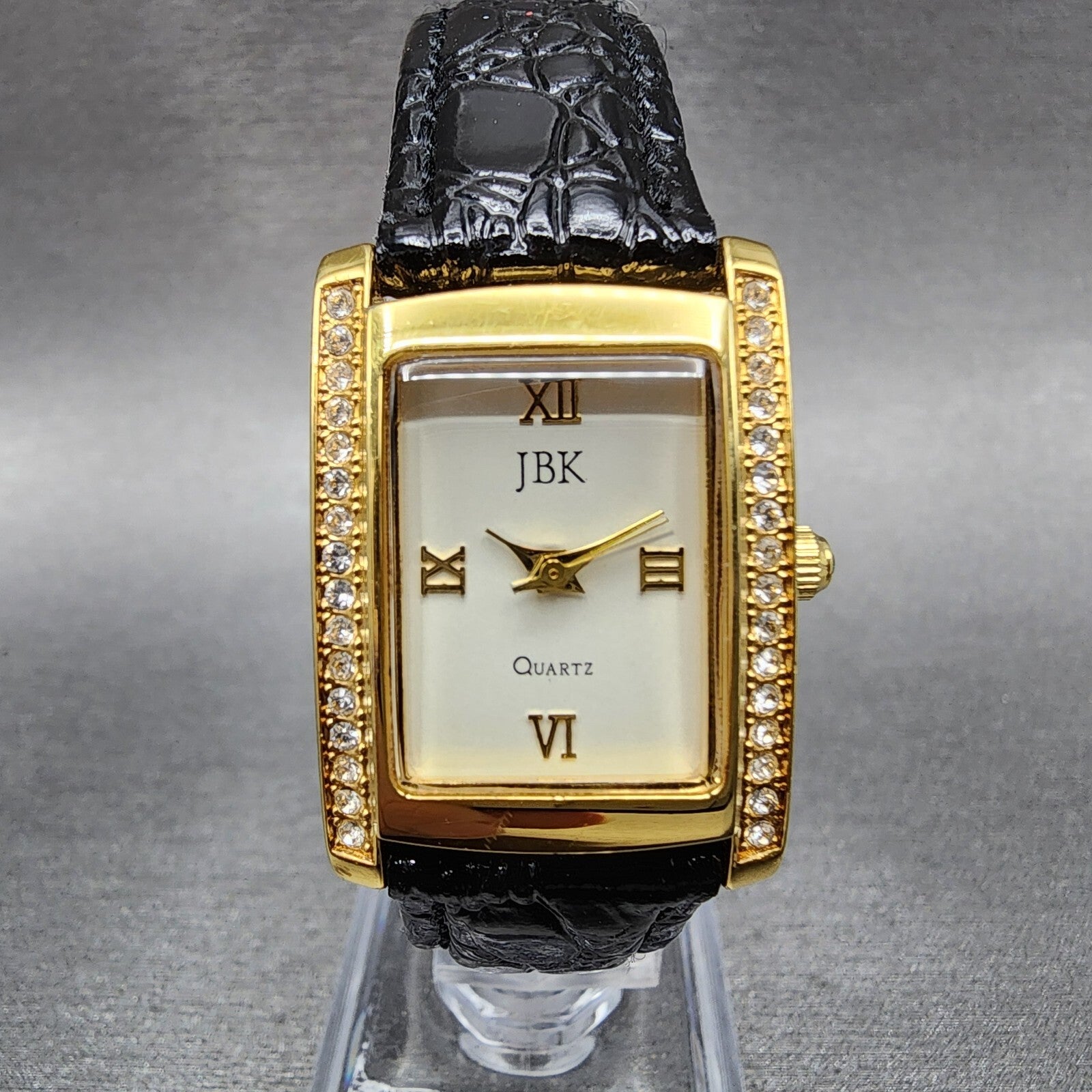 JBK Jacqueline Kennedy Tank Watch Women 22mm White Dial Gold Tone Rectangle Runs0