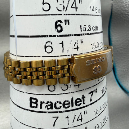 Seiko SQ Watch Women 24mm Gold Dial Gold Tone Daydate 24mm Round New Battery HDA10