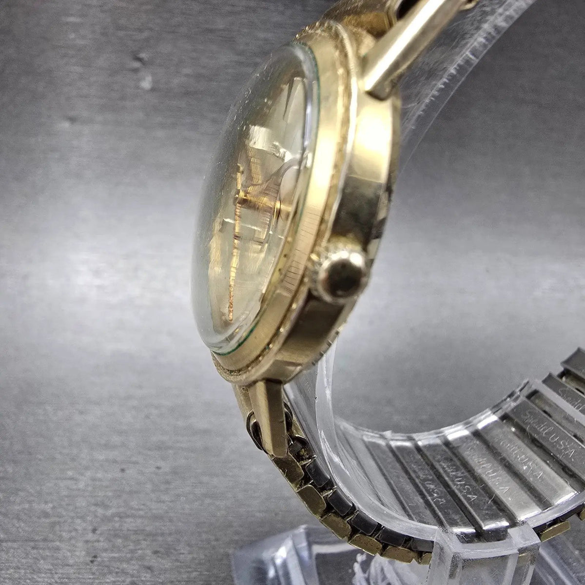 Bulova Jet Clipper Automatic Watch Men 30mm Gold Dial Gold Tone Round VTG PARTS3