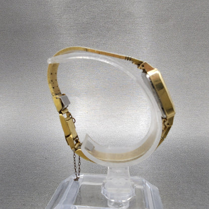 Seiko Tank Watch Women 18mm Gold Dial Gold Tone Rectangle 23205229 New Battery8
