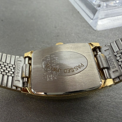 Seiko Tank Watch Women 20mm Gold Dial Gold Tone Rectangle 8Y215029 New Batt NOS10