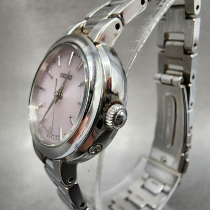 Seiko Solar Watch Women 25mm Pink Dial Steel Round Atomic 1B210AM0 Works3