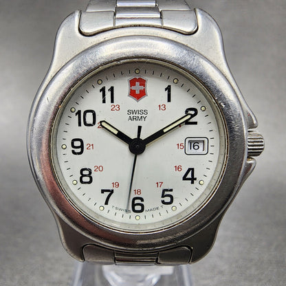 Victorinox Swiss Army Officer Watch Women 30mm White Dial Silver Tone Date Runs1