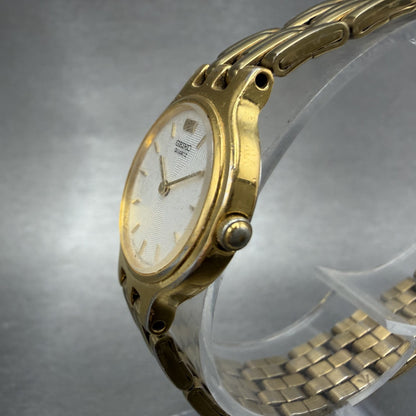 Seiko Watch Women 22mm White Dial Gold Tone Round 1n00-0a99 New Battery ABCD2