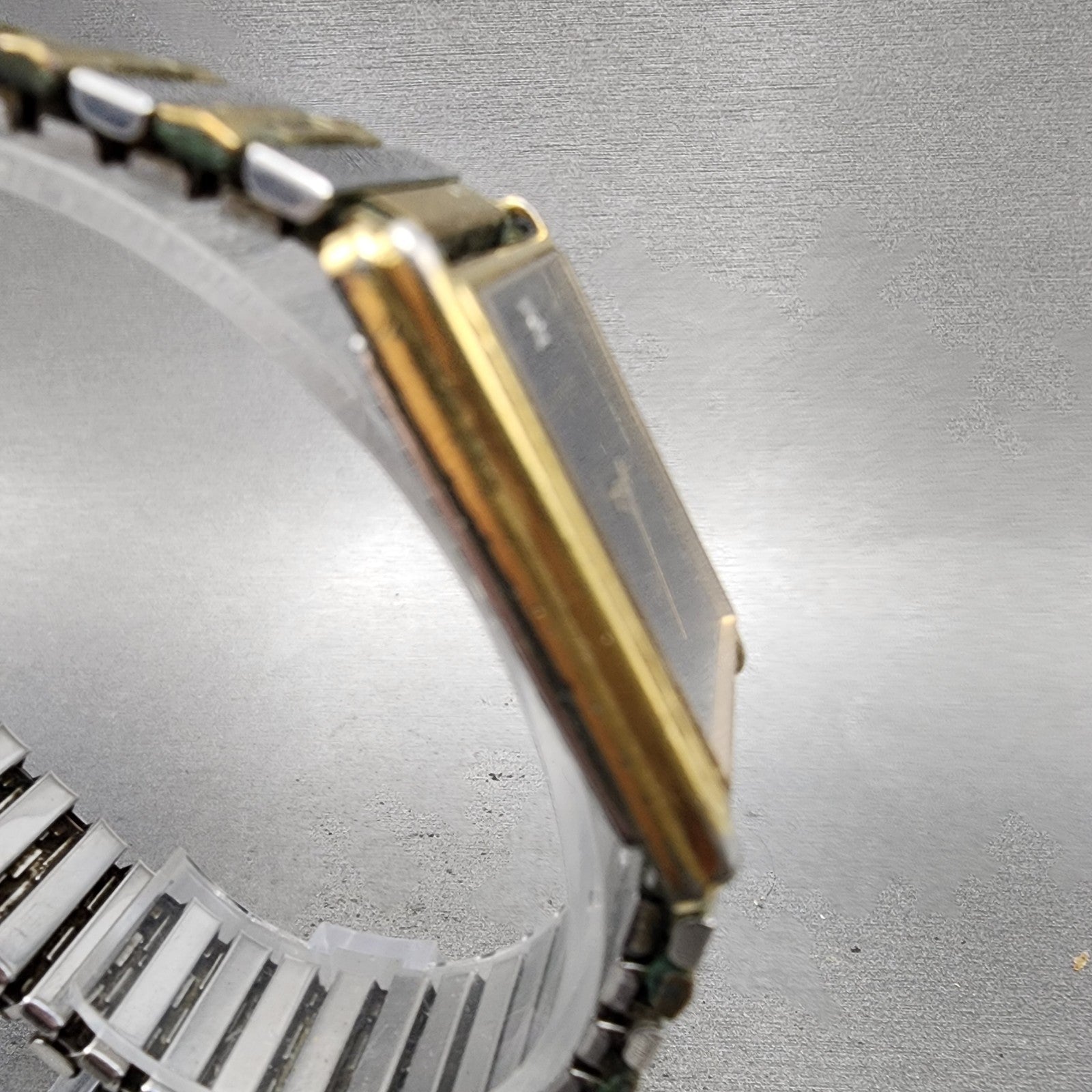 Wittnauer Tank Watch Men 24mm Black Dial Gold Tone Rectangle 8T2307 9782 PARTS4