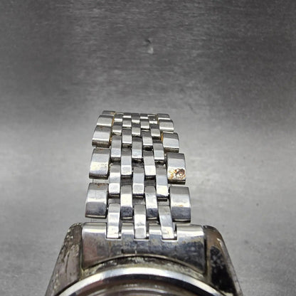Seiko Champion Calendar Watch Men 36mm Silver Dial Silver Tone Date 86898 PARTS5