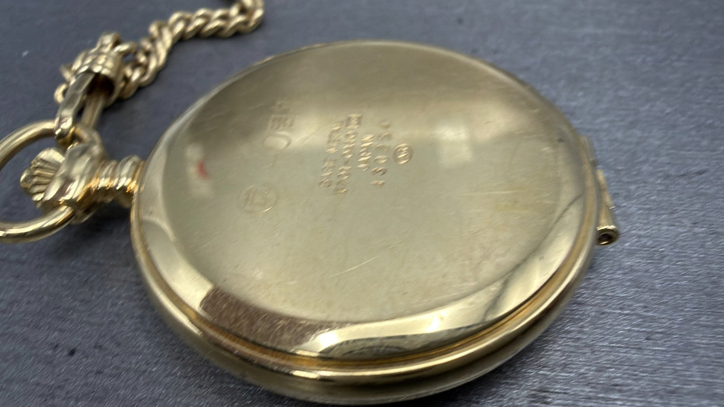 Seiko Alba Success Pocket Watch Men 42mm White Dial Gold Tone V701-0A10 New Batt8