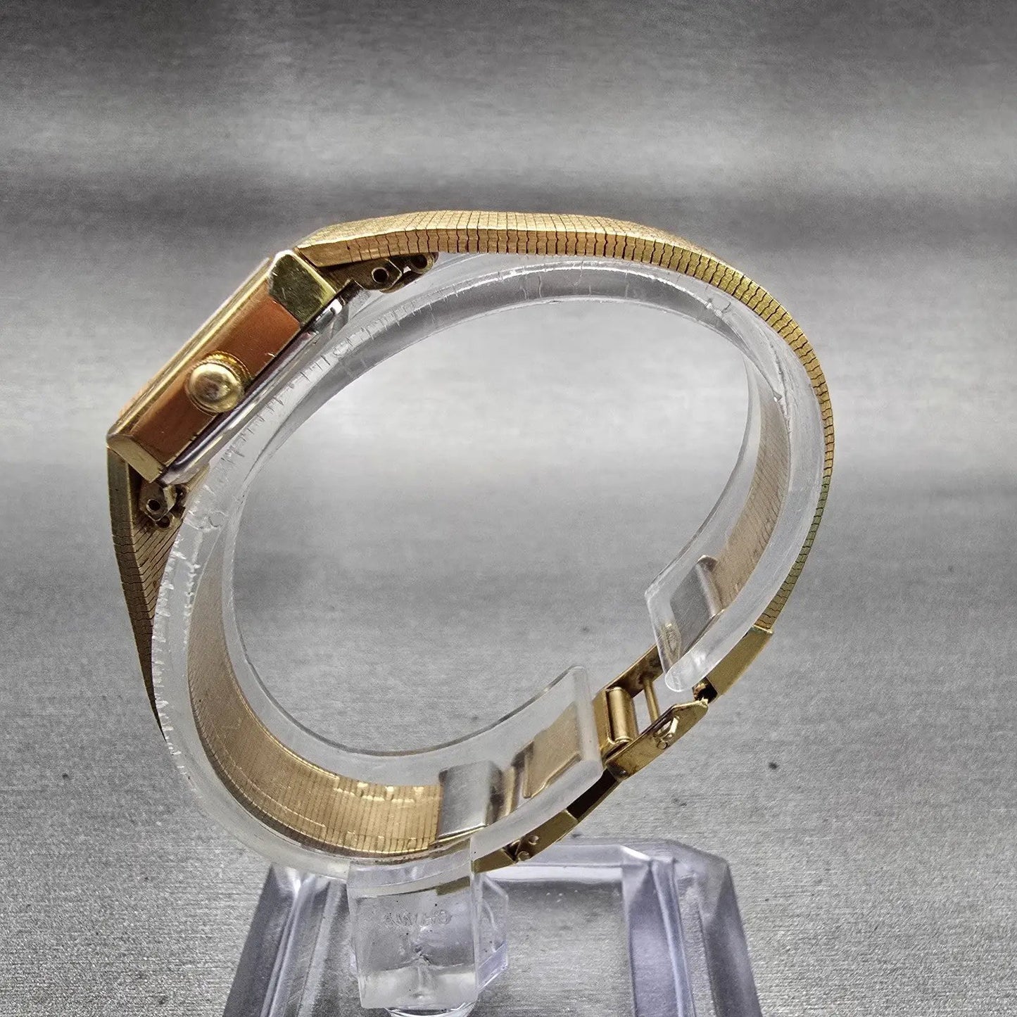Seiko Watch Women 17mm Gold Dial Gold Tone Rectangle 5420-5390 New Battery VTG6
