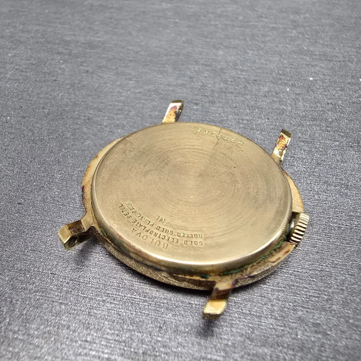 Bulova Watch Men 32mm Green Dial Gold Plated Manual Wind Round N1 PARTS11