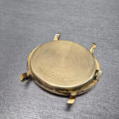 Bulova Watch Men 32mm Green Dial Gold Plated Manual Wind Round N1 PARTS11
