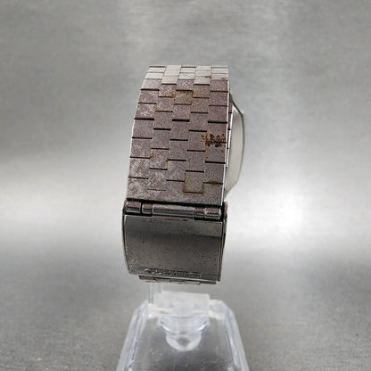 Seiko Watch Men 33mm Brown Dial Silver Tone Date Rectangle 0842-5010 New Battery