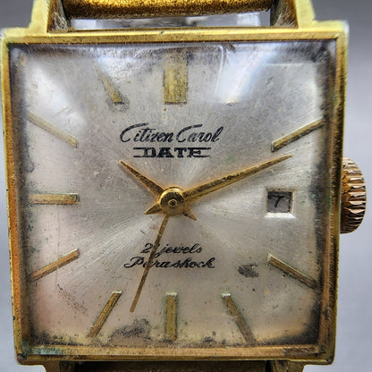 Citizen Carol Date Watch Women 22mm Silver Dial Gold Plated Manual Wind Runs1