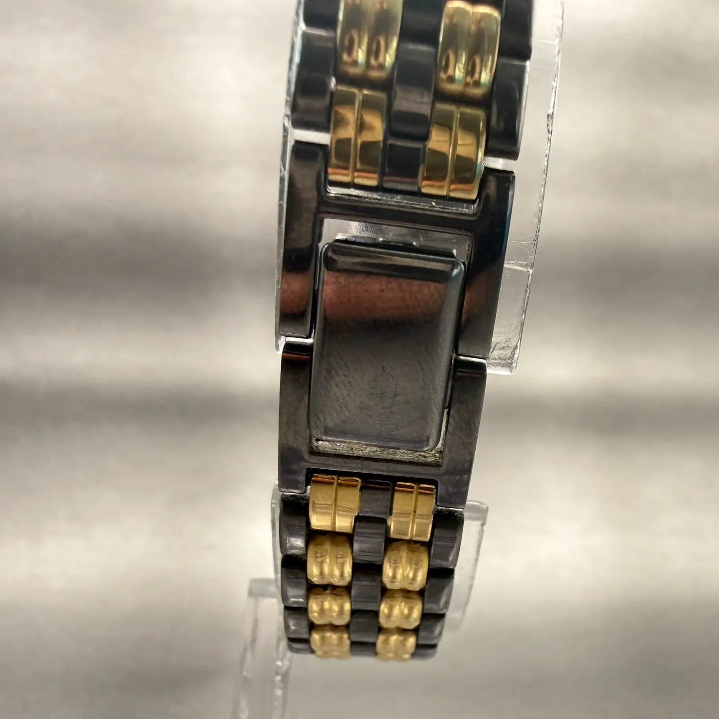 Seiko Watch Women 18mm Black Dial Two Tone Rectangle 2Y00-5569 New Battery VTG7