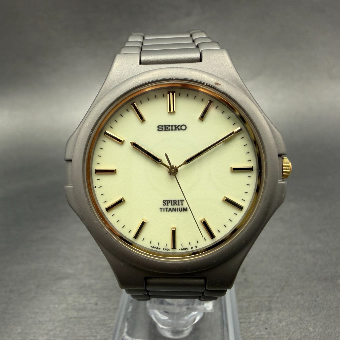 Seiko Spirit Watch Men 35mm Luminous Dial Titanium Round 7N01-7100 New Battery0