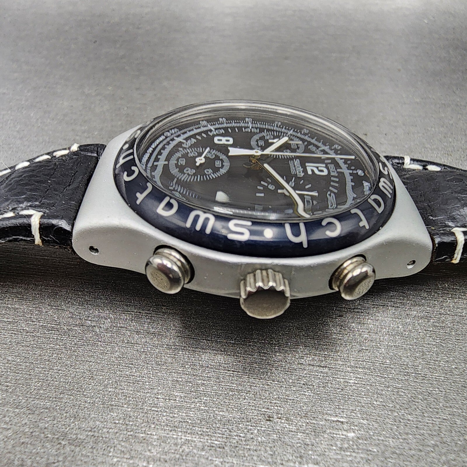 Swatch Irony Chrono Watch Men 40mm Black Dial Silver Tone Ycs1000 New Battery4