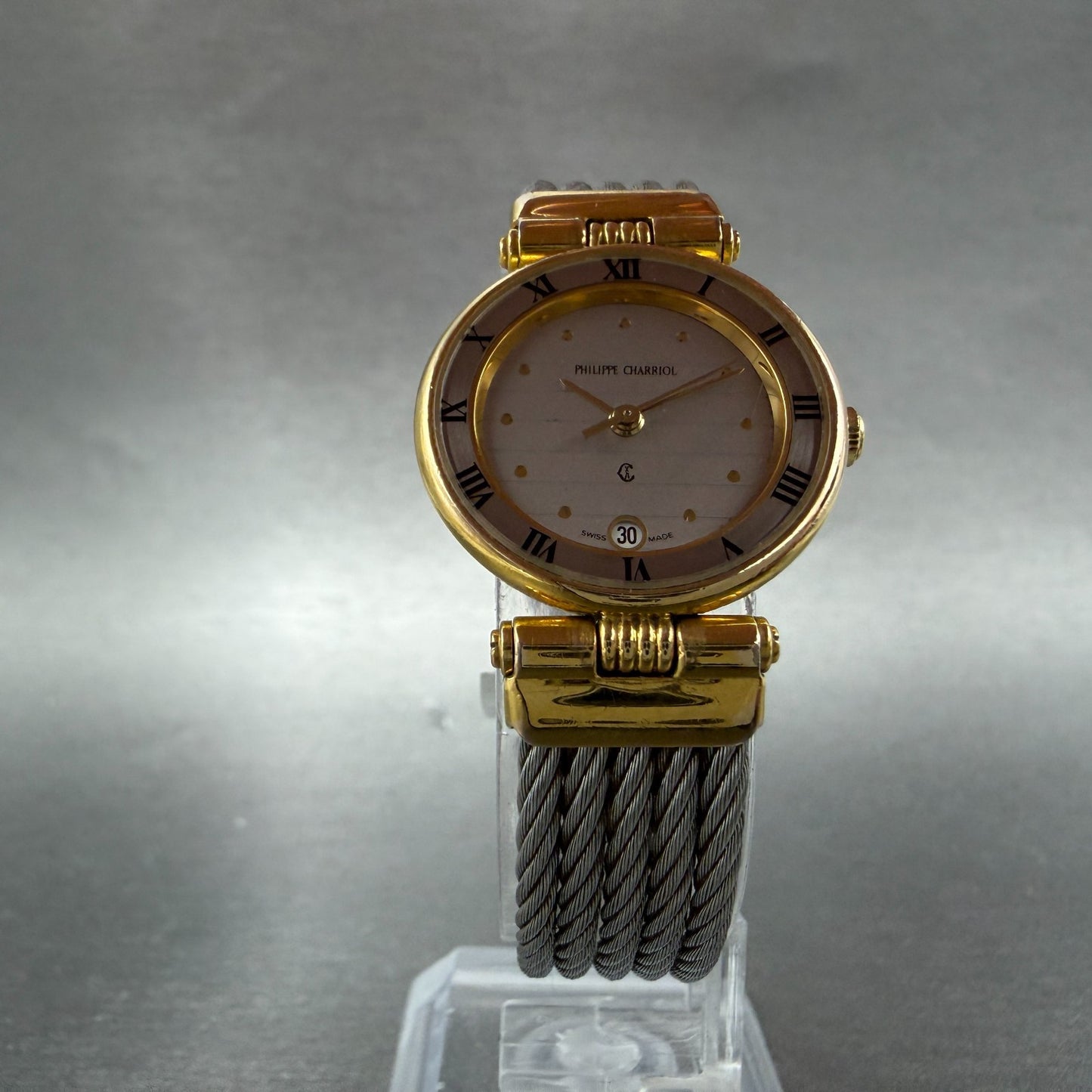 Philippe Charriol Celtic Watch Women 25mm Silver Dial Two Tone Date New battery5