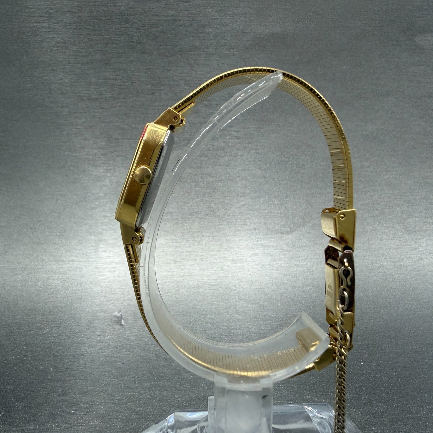Seiko Tank Watch Women 18mm Champagne Dial Gold Tone 1221-5530 New Battery VTG6
