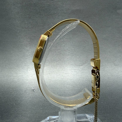 Seiko Tank Watch Women 18mm Champagne Dial Gold Tone 1221-5530 New Battery VTG6