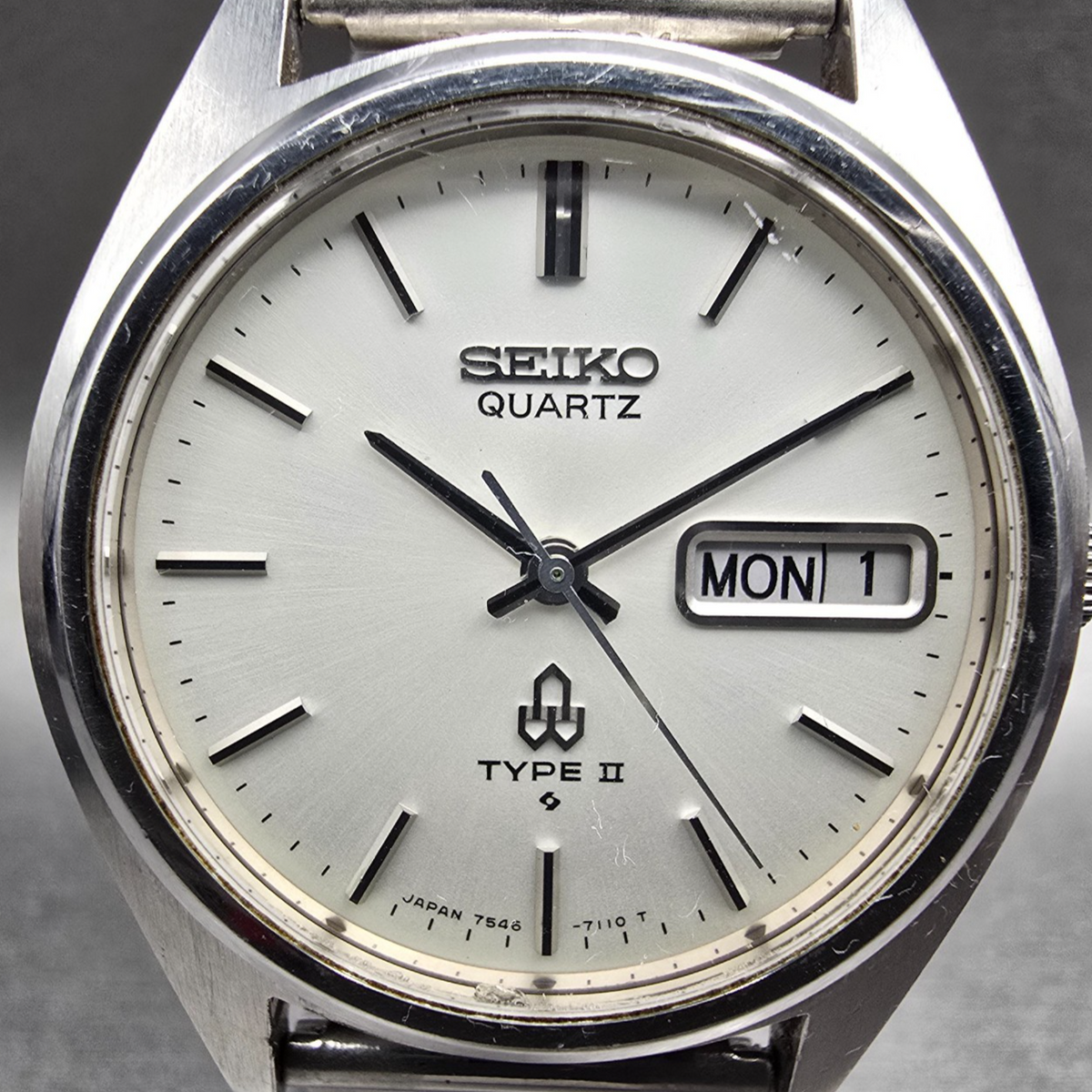 Seiko Type II Watch Men 35mm Silver Dial Silver Daydate 7546-710E New Battery1