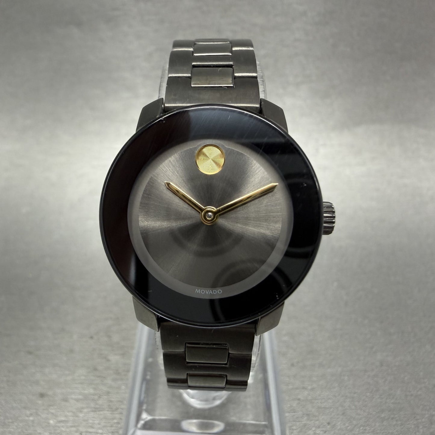 Movado Bold Watch Women 25mm Black Dial Black Tone Round 3600326 New Battery0