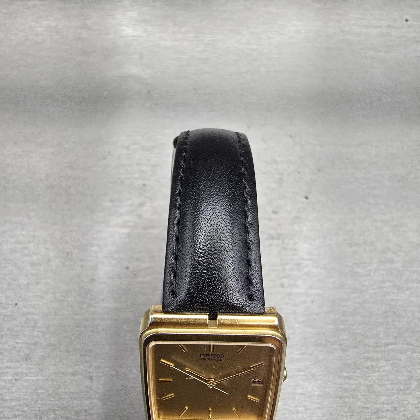 Seiko Watch Men 27mm Gold Dial Gold Tone Date Rectangle 5P32-5A79 New Battery4